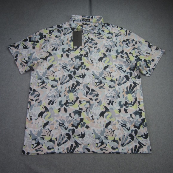Bad Birdie Polo Shirt Mens 2XL Multicolor Savannah Swing Golf Abstract Floral